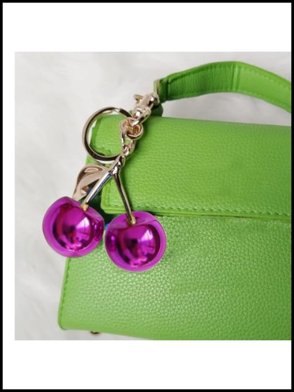 Cherry Charm Keychain for Purses and Bags, Cute Keychain Accessory for Women,